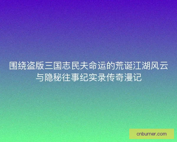 围绕盗版三国志民夫命运的荒诞江湖风云与隐秘往事纪实录传奇漫记