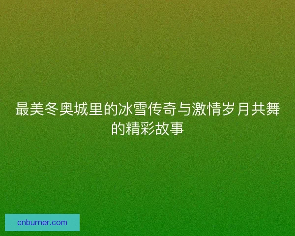 最美冬奥城里的冰雪传奇与激情岁月共舞的精彩故事